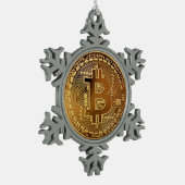 オリジナルBitcoinロゴグラフクリスマスオーナメント スノーフレークピューターオーナメント (左)