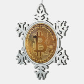 オリジナルBitcoinロゴグラフクリスマスオーナメント スノーフレークピューターオーナメント (右)