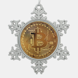 オリジナルBitcoinロゴグラフクリスマスオーナメント スノーフレークピューターオーナメント