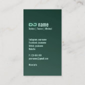 オリジナルDJ写真テクノグリーンビジネスカード 名刺 (裏面)