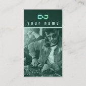 オリジナルDJ写真テクノグリーンビジネスカード 名刺 (正面)