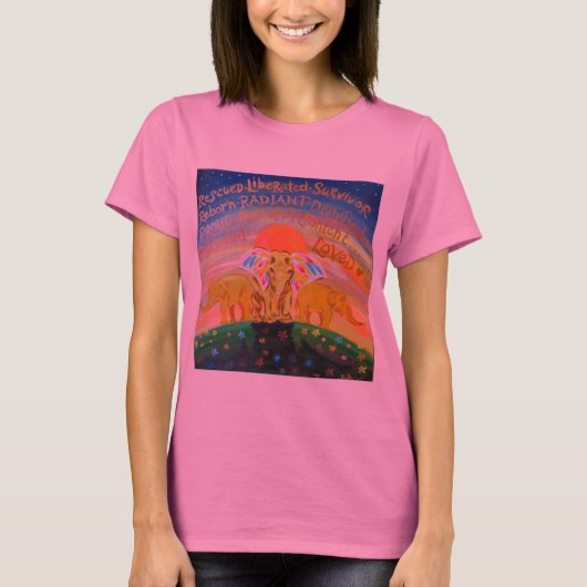 オリジナルEle-art on pink tye染料。 Tシャツ (正面)