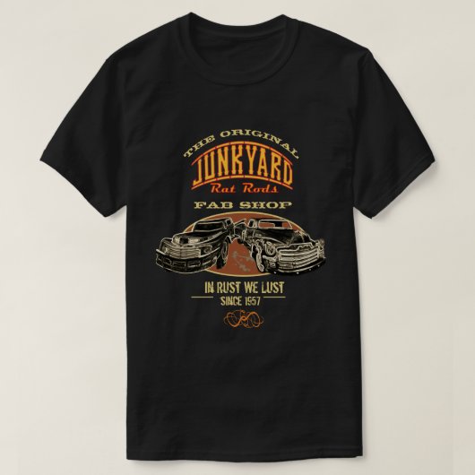 オリジナルJunkyard Rat Rods任意の名前 –  Tシャツ (デザイン正面)