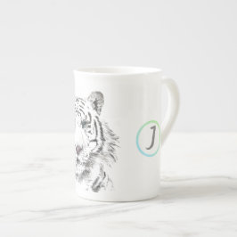 オリジナルWタイガーウォーターカラー中国の〔占星術の〕十二宮図イニシャル ボーンチャイナマグカップ