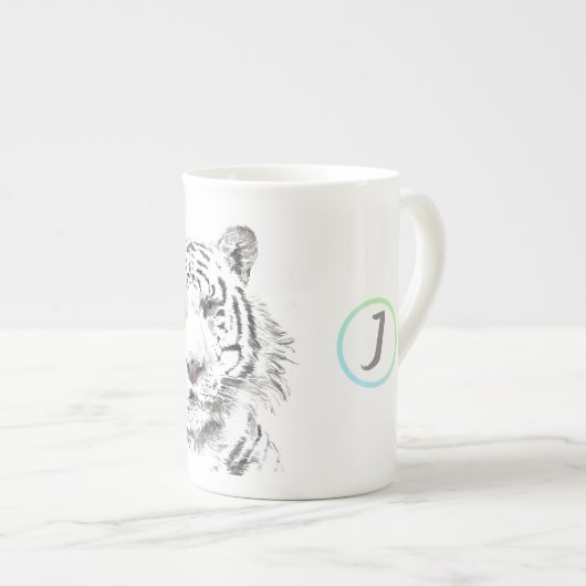 オリジナルWタイガーウォーターカラー中国の〔占星術の〕十二宮図イニシャル ボーンチャイナマグカップ (正面右)