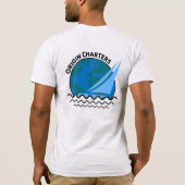 「オリジン・チャーターズ」ボートキャプテンアッシュ鮮やかな印刷 Tシャツ (裏面)
