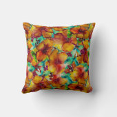 オリナオレンジ&グリーンハイビスカス水彩熱帯産 クッション (裏面)