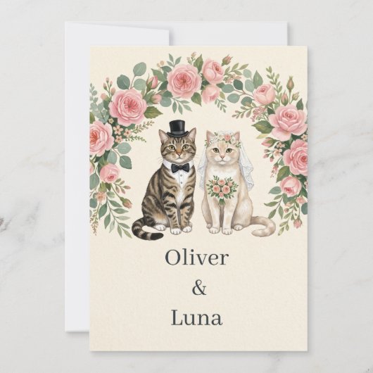 オリバーとルナの結婚式 - 猫のカップル 招待状 (裏面)