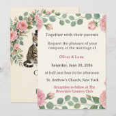オリバーとルナの結婚式 - 猫のカップル 招待状 (正面/裏面)