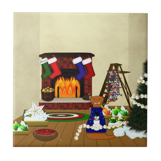 オリバーのクリスマスの飾り付け タイル (正面)
