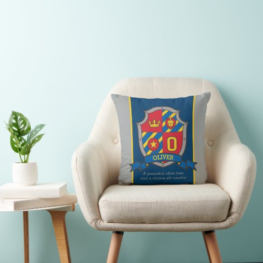 オリバーの名前はシールド赤い青の枕を意味する クッション (椅子)