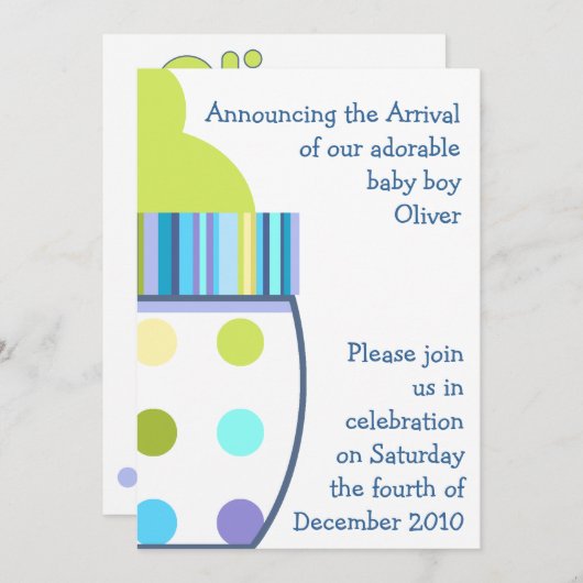 オリバーの哺乳瓶 招待状 (正面/裏面)