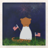 オリバーザオッターウォッチング花火装飾用クッション ガラスコースター (正面)