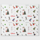 オリバーザオッタークリスマスランダムパターン ラッピングペーパー (フラット)