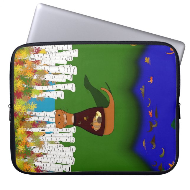 オリバーザオッターリバーウルフレイクオータムポリエステル ラップトップスリーブ (正面)