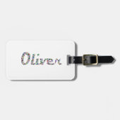 オリバータイポグラフィカラフルとパターンデザイン ラゲッジタグ (正面横)