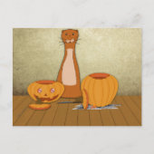 オリバー・ザ・オッターがカボチャを荷造りする ポストカード (正面)