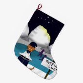 オリバー・ザ・オッター・スケート場の川 ラージクリスマスストッキング (正面 (吊り時))