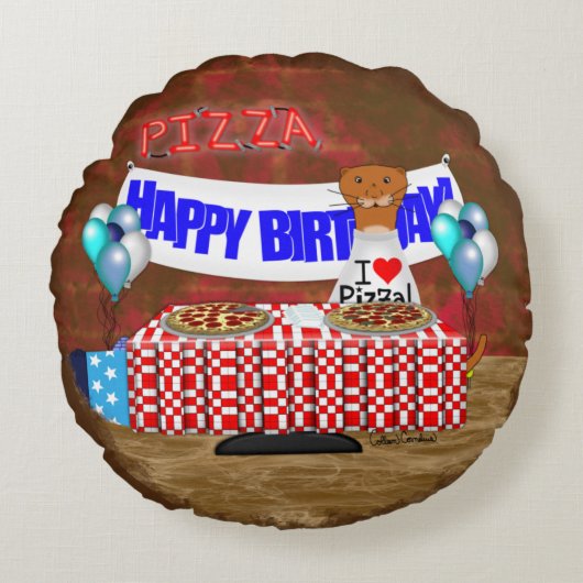 オリバー・ザ・オーターは6歳！ハッピーバースデー ラウンドクッション (正面)