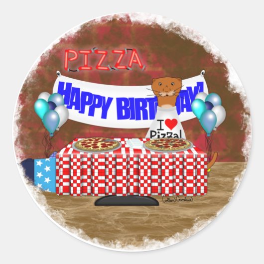 オリバー・ザ・オーターは6歳!ハッピーバースデー ラウンドシール (正面)