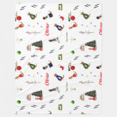 オリバー・ザ・オーター・クリスマス・ランダム・パターン フリースブランケット (正面)