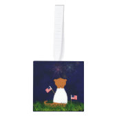 オリバー・ザ・カワウソ花火 キューブオーナメント (正面)