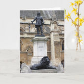 オリバーCromwell像 – 国会議事堂グリーティングカード カード (黄色い花)