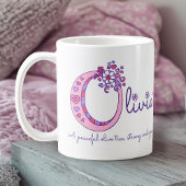 オリビアまたはOの最初の一流の意味ピンクの芸術のマグ コーヒーマグカップ