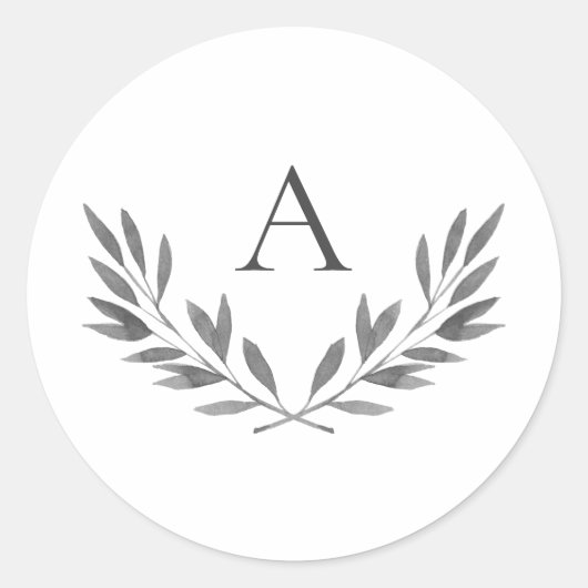 オリビアエレガント・グレイ・モノグラ結婚ムのシール ラウンドシール (正面)