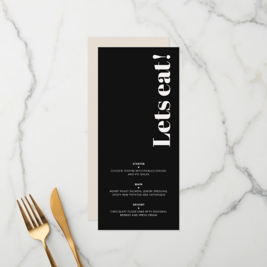 オリビアモダンアイボリーブラックシレ結婚ンズゲスト メニュー (正面/裏面インサイチュ)