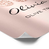 オリビア名意味新生児足バラプレゼント ポスター (角)