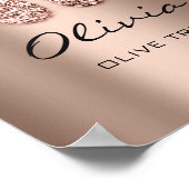 オリビア名意味新生児足バラ金ゴールド ポスター (角)