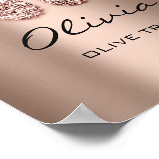 オリビア名意味新生児足バラ金ゴールド ポスター (角)