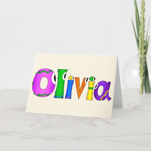 「オリビア」カートゥーンキャラクター名 カード (正面)