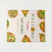 オリビア・グリーン ベイビー ピザ トマト ベイビー シャワー タペストリー (正面(横))