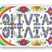 オリビア 女の子の名前 ファンシー デジタルアート シール (正面)