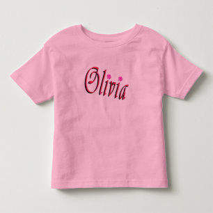 "オリビア" 赤とピンクのオリビアの名前 トドラーTシャツ