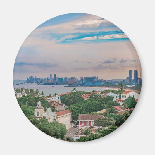 オリンダとレシフェ・ペルナンブコブラジルの空中眺め マグネット (正面)