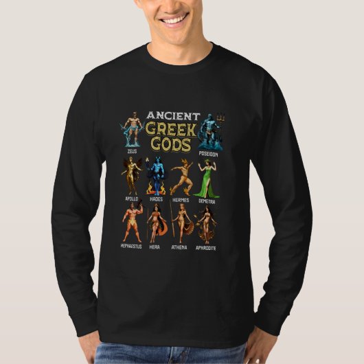 オリンピアの神々 古典ギリシャの神々 ギリシャの神話 ギリシャ神話 Tシャツ (正面)