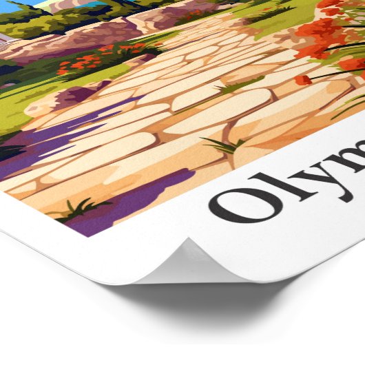 オリンピアギリシャ旅行アートヴィンテージイラストレーション ポスター (角)