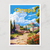 オリンピアギリシャ旅行アートヴィンテージイラストレーション ポストカード (正面)