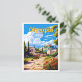 オリンピアギリシャ旅行アートヴィンテージイラストレーション ポストカード (スタンド正面)