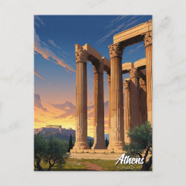 オリンピアンゼウスのアテネ神殿ギリシャ旅行 ポストカード