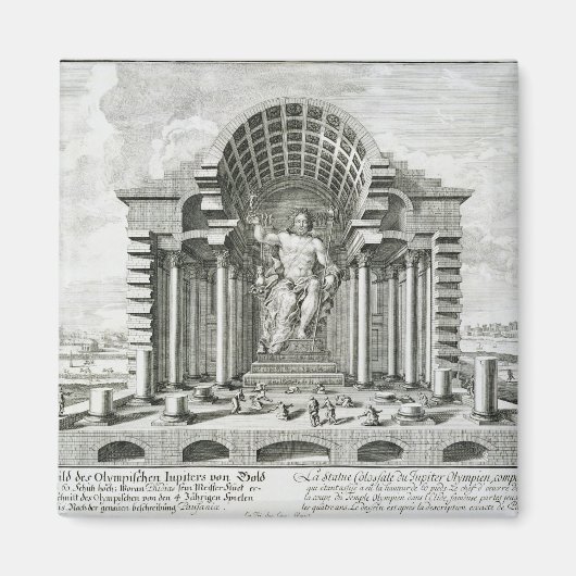 オリンピア・ゼウスの像、金ゴールドAのフィリアス作 マグネット (正面)