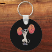 オリンピックのスナッチシャム猫の重量挙げボディービルド キーホルダー (正面)
