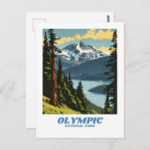 オリンピックナショナルパークイラストレーションレトロエステティック ポストカード (正面/裏面)