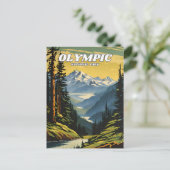 オリンピックナショナルパークイラストレーションレトロデカティヴ ポストカード (スタンド正面)