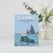 オリンピックナショナルパークシーオッターヴィンテージ ポストカード (スタンド正面)