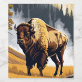 オリンピックナショナルパークバイソンバッファローウォーター色 ワインラベル (シングルラベル)