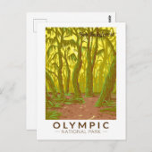オリンピックナショナルパークホアレインフォレストトラベルアート ポストカード (正面/裏面)